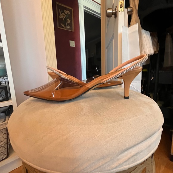 Brown transparent Zara heels with diamond sling back - Picture 3 of 6
